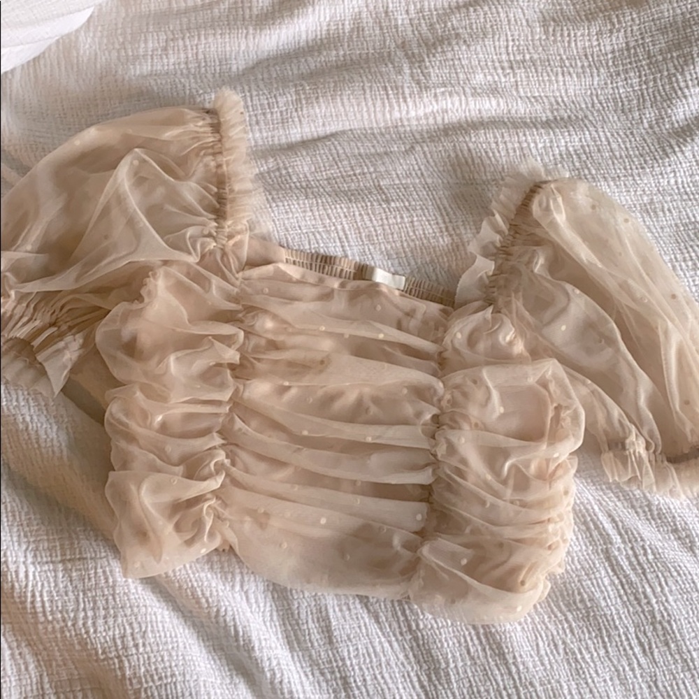 Baby pink Puff sleeve crop